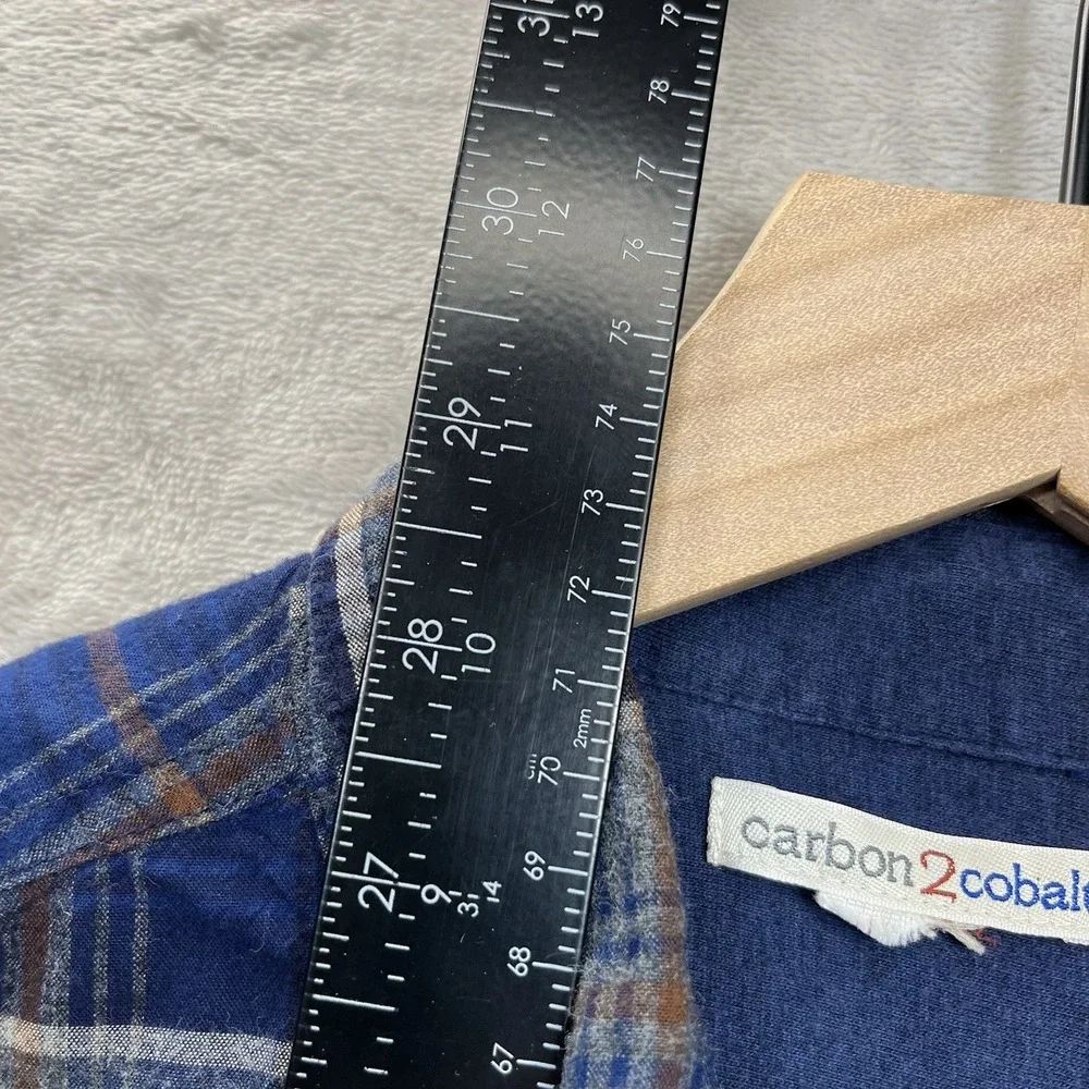 Carbon 2 Cobalt Shirt Mens M Blue Plaid Lined Flannel Shacket Button Up